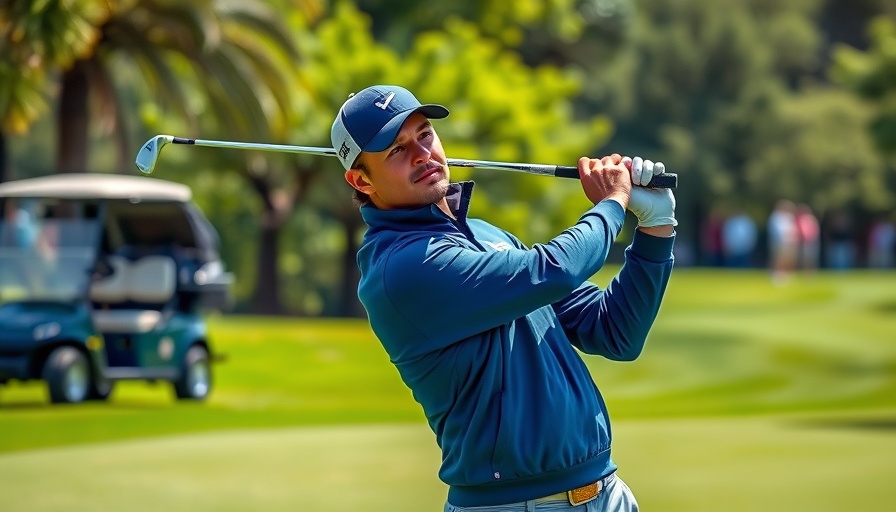 Golfer swinging during UC San Diego Athletics Golf Tournament.