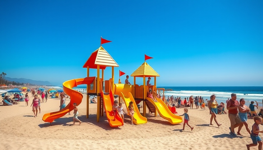 Family activities in Oceanside: children enjoying beach playground.