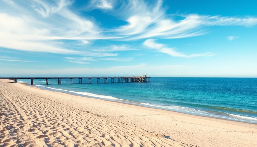 Planning a Trip to San Diego: serene beach view with a long pier and blue sky.