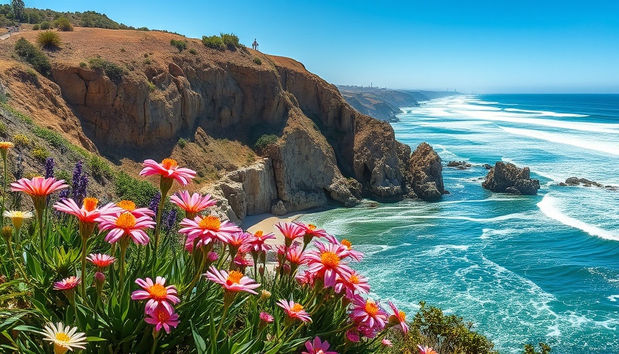 San Diego coastline with cliffs and beach in June