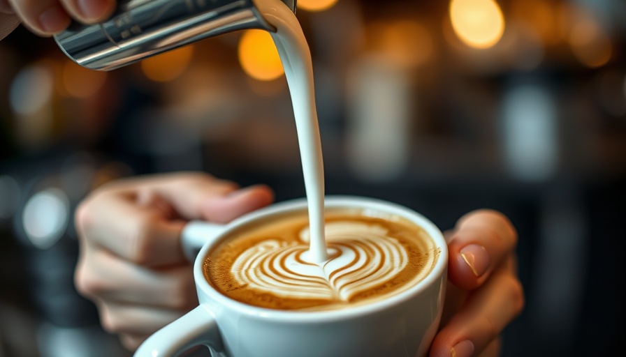 Latte art pouring at coffee shops in La Mesa.