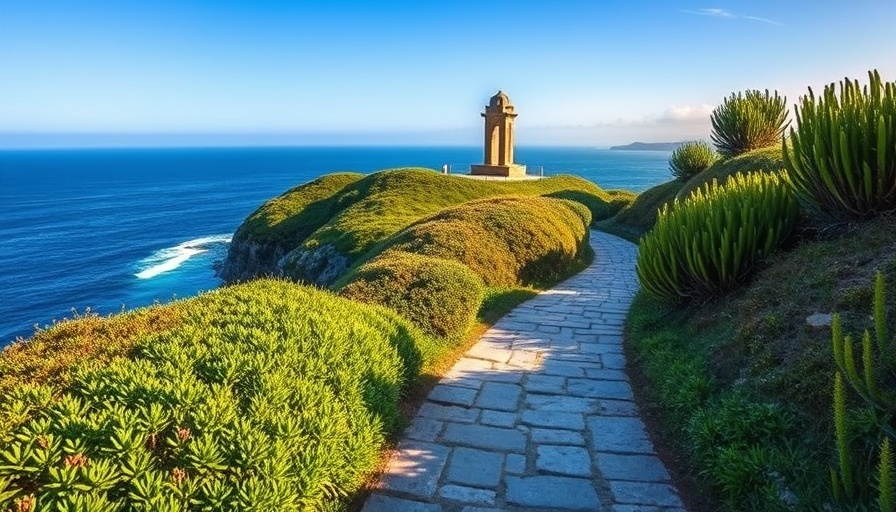 Scenic pathway and monument at Cabrillo National Monument.