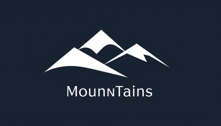 Minimalist logo with stylized mountains, sleek design.