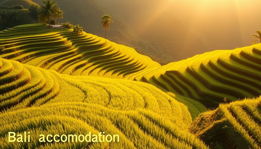 Where to stay in Bali: scenic terraced rice fields with text.