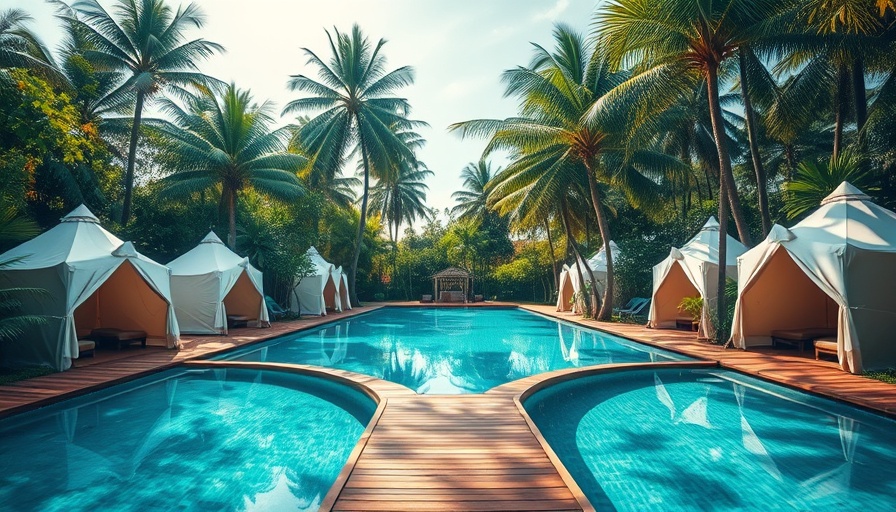 Kima Surf in Bali: Tranquil poolside tents and lush greenery