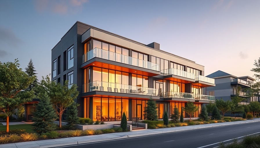 Award-winning residential design illuminated at dusk, modern architecture