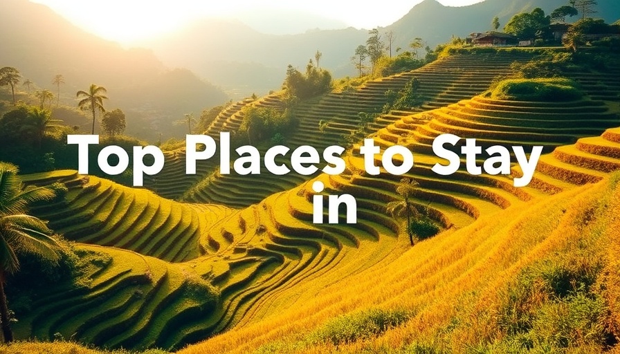 Lush rice terraces with 'where to stay in Bali' text overlay.