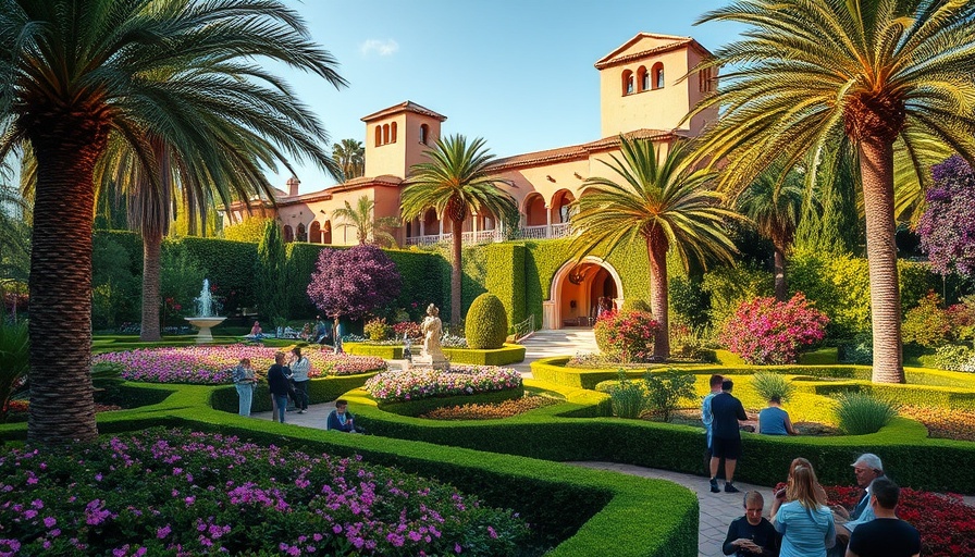 Exploring lush gardens at Balboa Park, vibrant greenery and architecture.