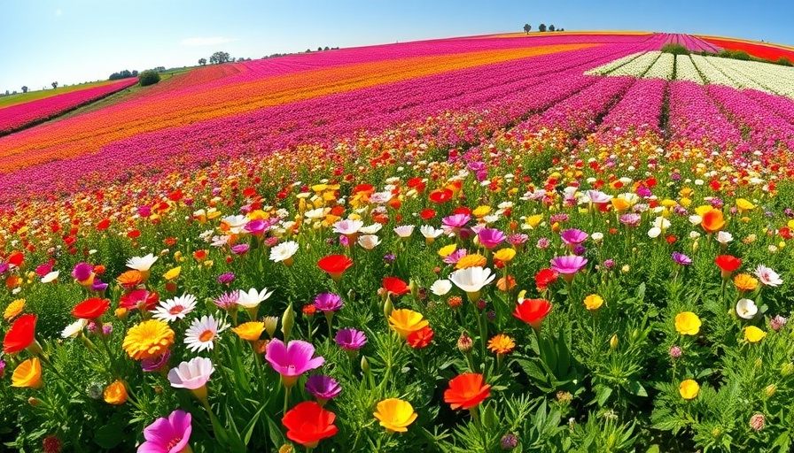 Colorful flower fields in Carlsbad with vibrant blooms.