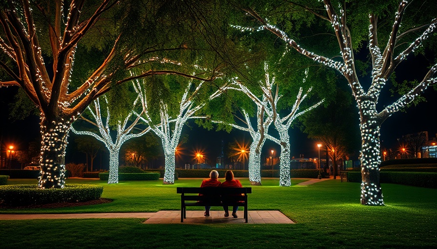 Explore Liberty Station San Diego: Illuminated park scene at night.