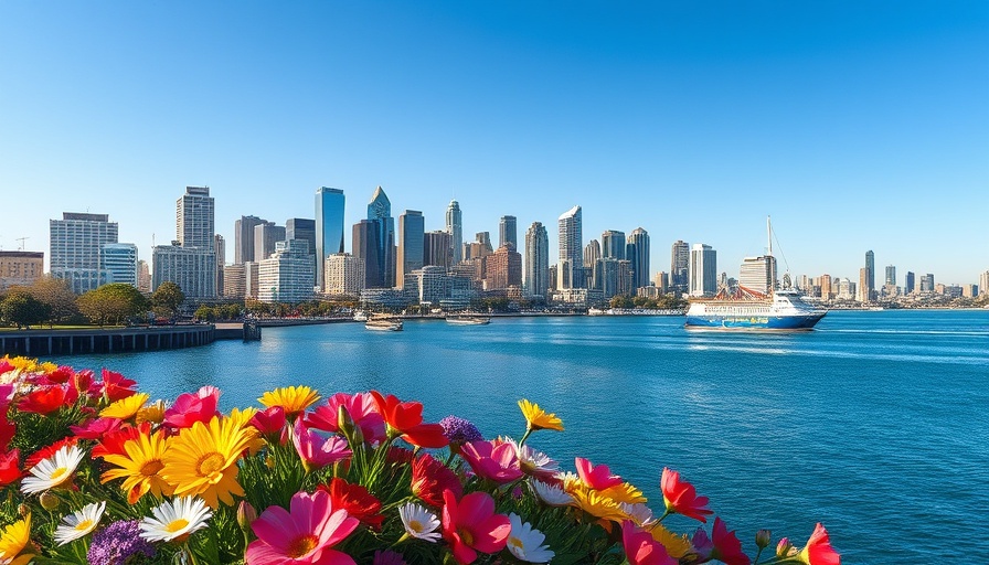 San Diego April weather and events with vibrant skyline.