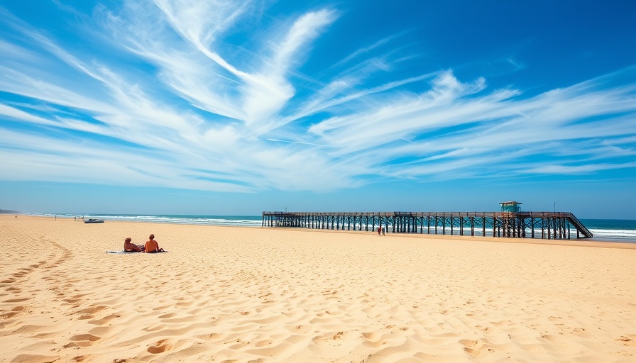 San Diego travel preparation tips: Sunny beach with a pier.