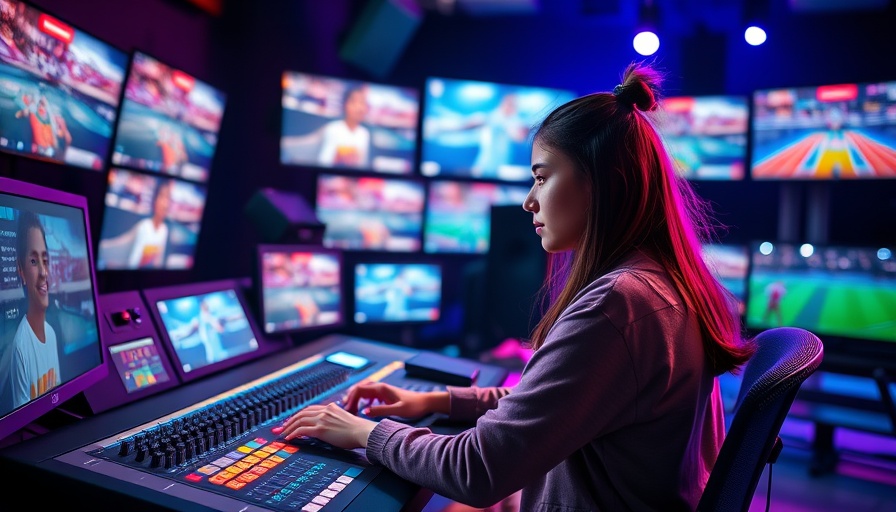 Triton students in San Diego: Young woman in video control room.