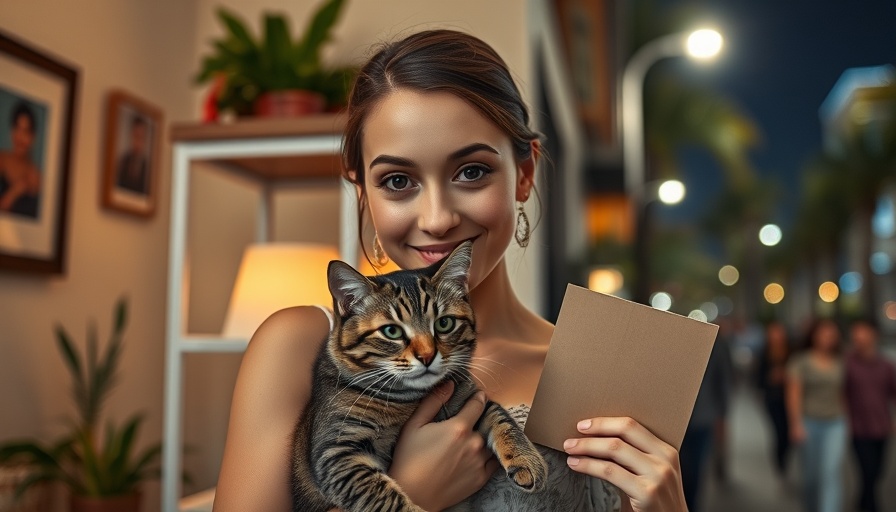Woman holding a cat and protesting in Riverside with sign