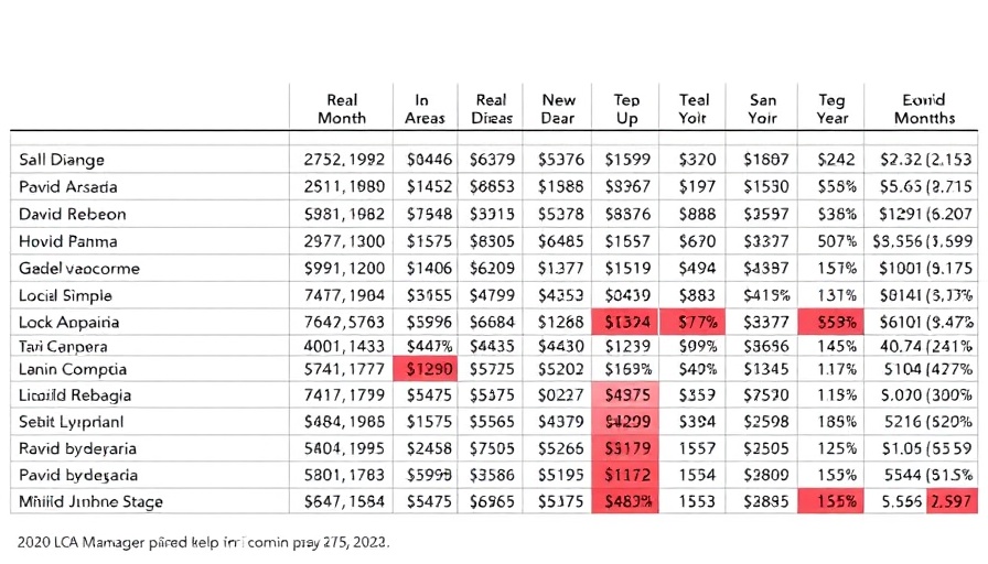 San Diego real estate data table, housing metrics comparison