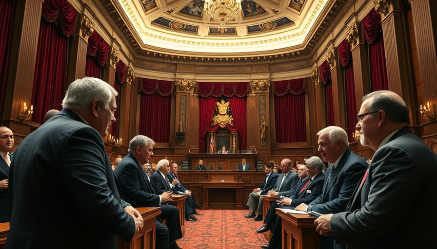California constitutional convention chamber impact depicted in an opulent legislative setting.