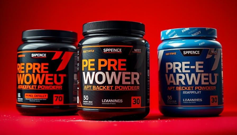 Showcase of strongest pre-workout powders 2025 on red background.