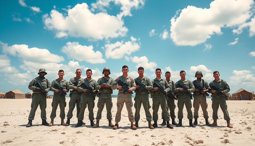 Military recruits on beach for Recruiter Games.