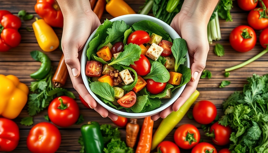 Colorful salad promoting healthy foods for the respiratory system.