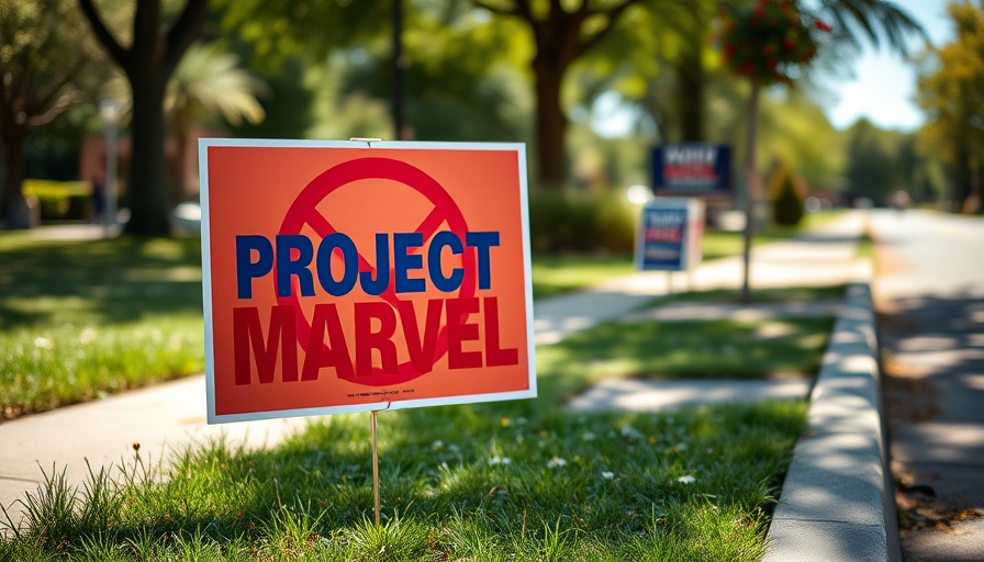 Anti-Project Marvel sign amidst political signs in San Antonio.