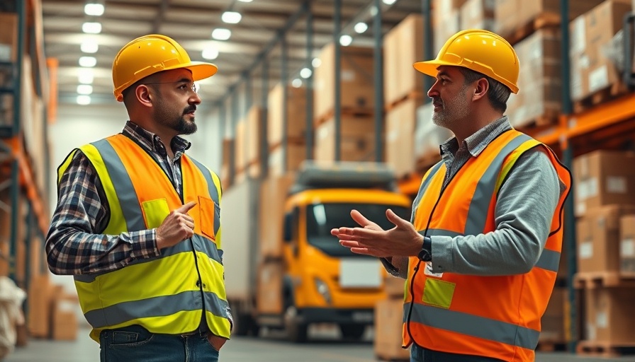 Warehouse workers discussing logistics, emphasizing small logistics decisions impacting businesses.