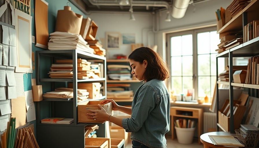 Creative reuse center with woman organizing supplies at San Antonio’s Spare Parts Center.