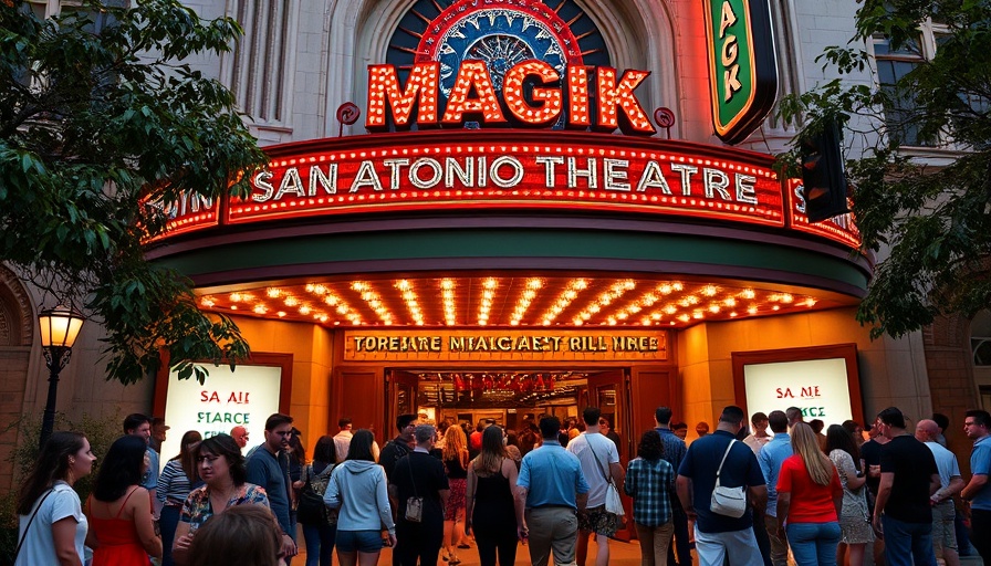 San Antonio Magik Theatre vibrant entrance with opening night excitement.