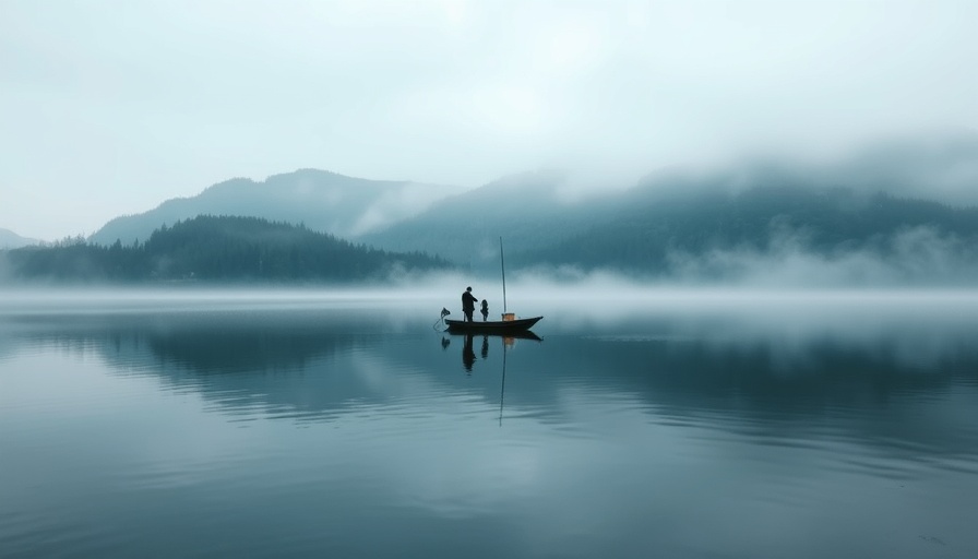 Serene fishing at Candlewood Lake with misty waters.