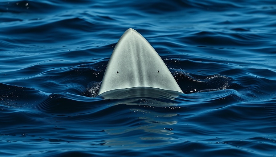 Sandbar shark fin gliding through ocean waters highlighting population recovery.