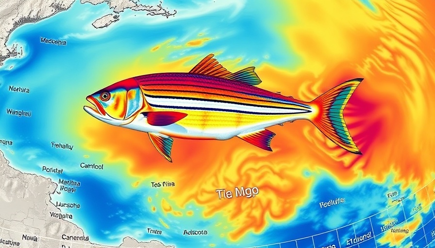 Striper Migration Map June 2025 showing temperature gradients and coastal states.