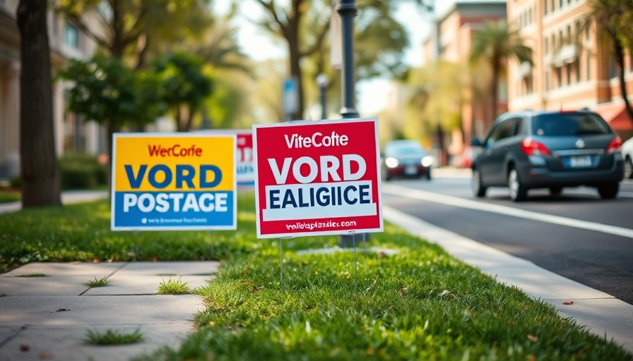 Project Marvel San Antonio protest sign among political signs.