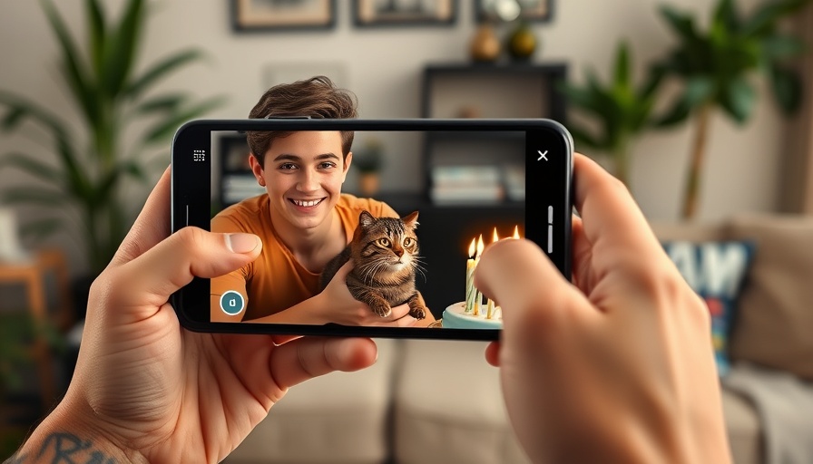 U.S. citizens confront immigration raids, person holds smartphone with birthday photo, cozy home setting.