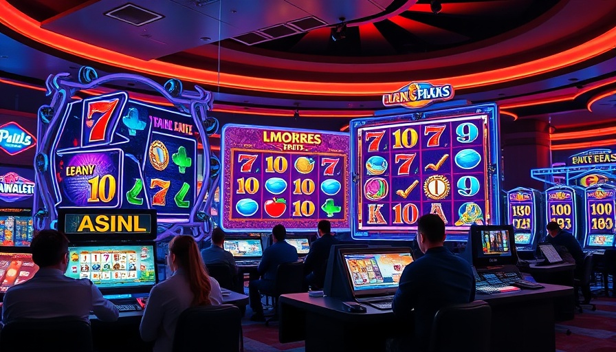 Futuristic holographic display of online slot games, players engaged