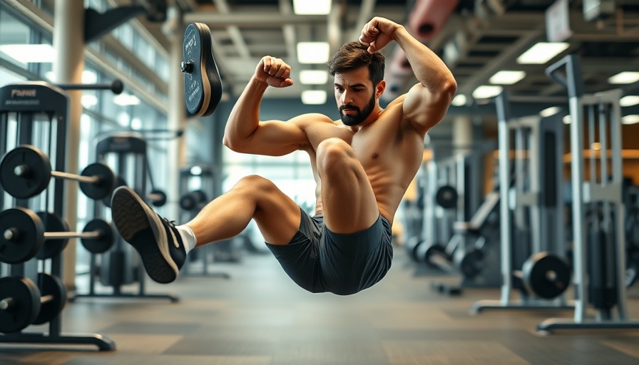 Focused male athlete performing leg workouts in gym environment.