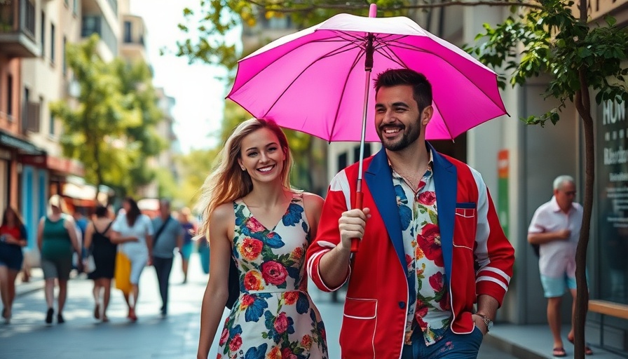 Public Drinking Pilot Program Long Beach: People walking with pink umbrella in city.