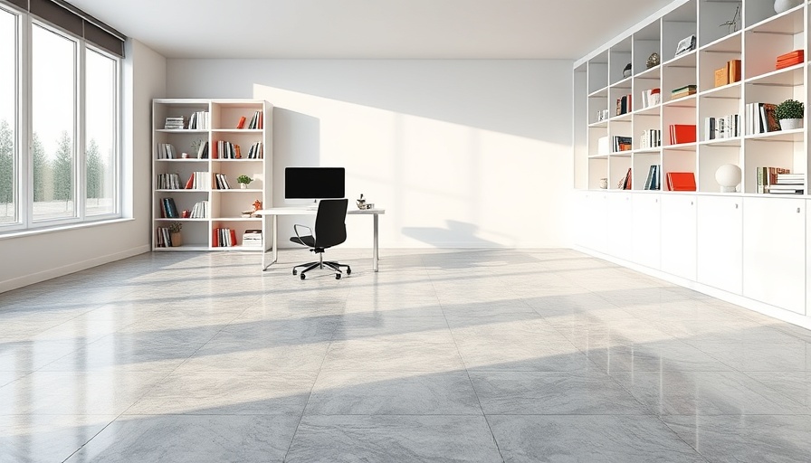 Modern office with grey marble limestone tiles design, bright and stylish.