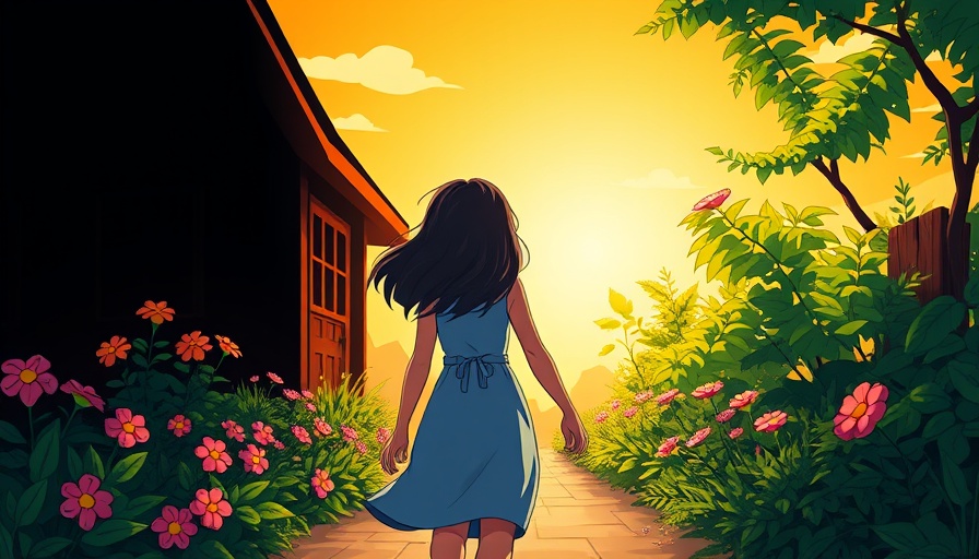 Hopeful journey from darkness to healing path.
