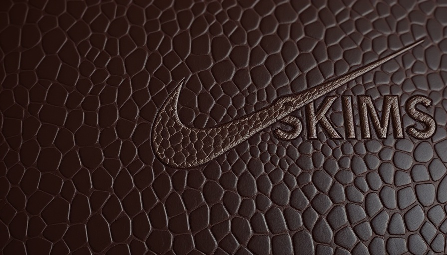 NikeSKIMS logo on embossed dark textured surface.