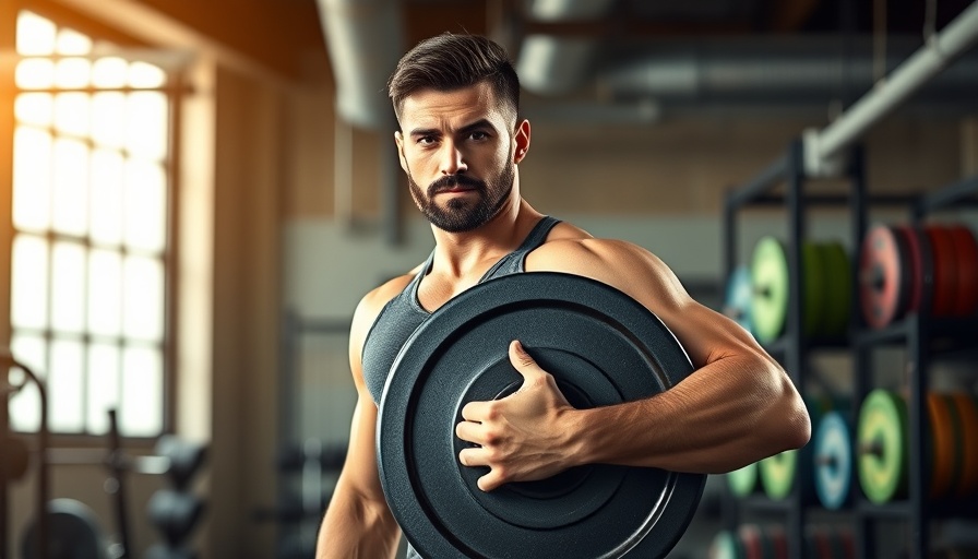 Athletic man demonstrating fitness and strength benefits in gym with weights.