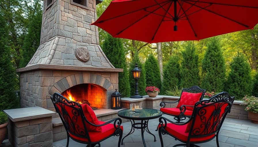 Outdoor remodeling project with patio and stone fireplace.
