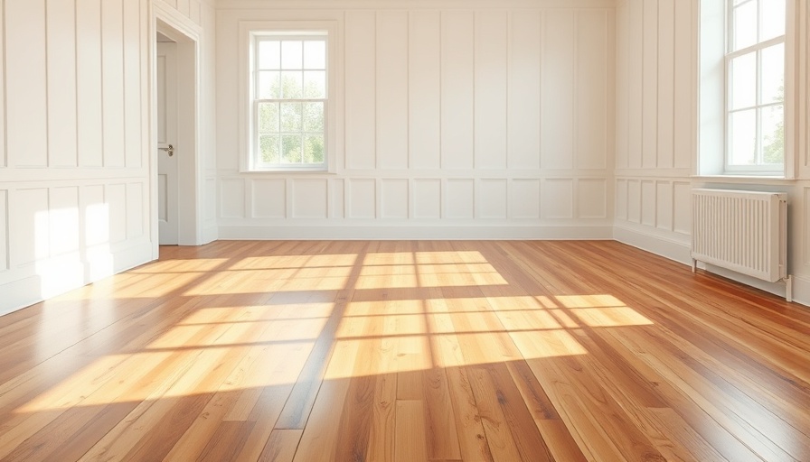 Room with provincial stained floors and white walls.