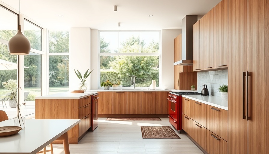 Renovate or Rebuild: Modern kitchen design with red stove.