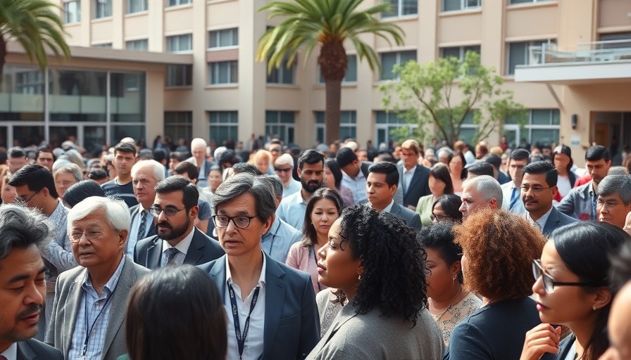 Community members at a public speech on San Diego budget vetoes.