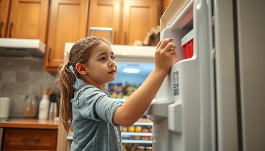 Child looking into freezer in kitchen during Texas Summer meal program.
