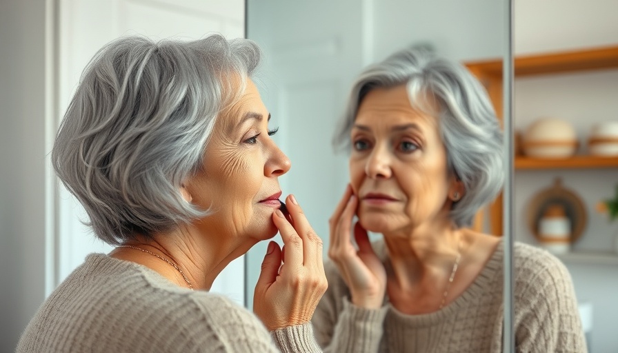 Woman over 40 applying makeup, protecting eye health.