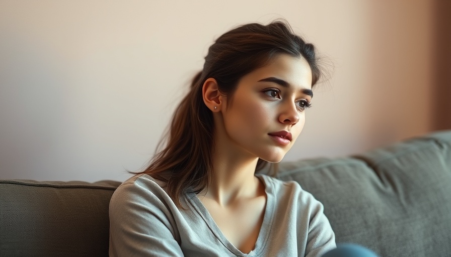 Pensive young woman reflecting connection between oral and brain health.