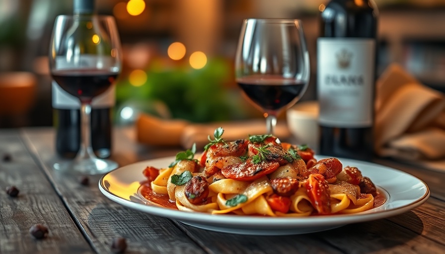 Authentic Italian cuisine in Akron with wine on a table.