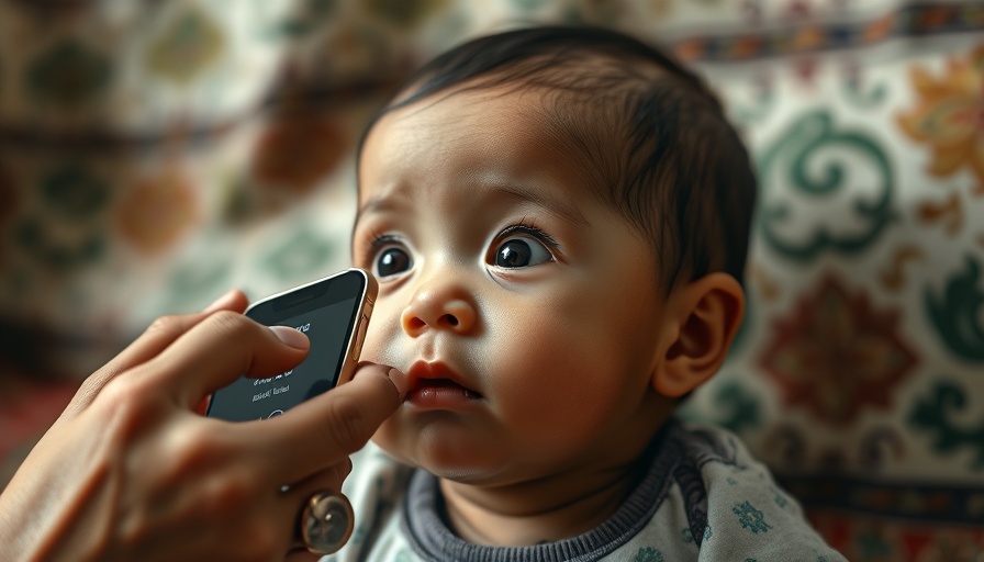 Baby in Africa health setting with smartphone timer.