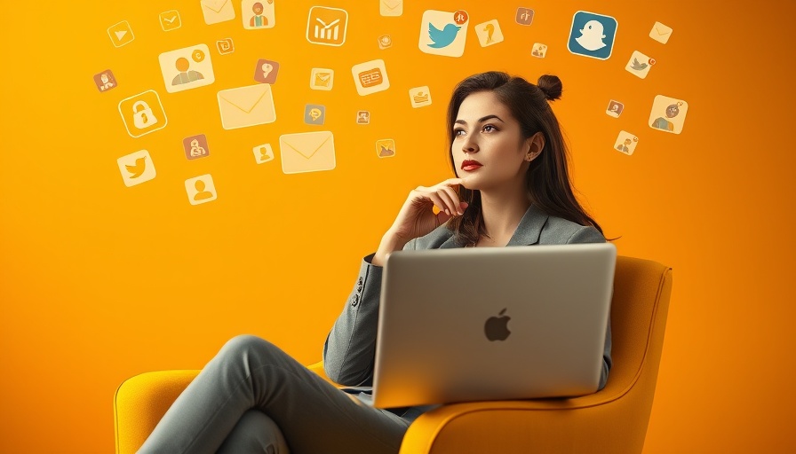 Social media trend fatigue depicted by a woman with digital notifications.