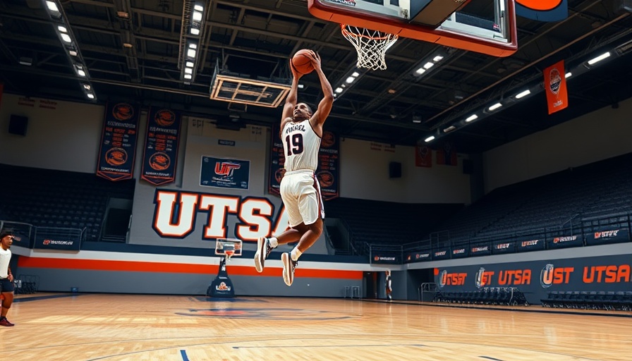 Vibrant basketball action shot at UTSA athletics facility.
